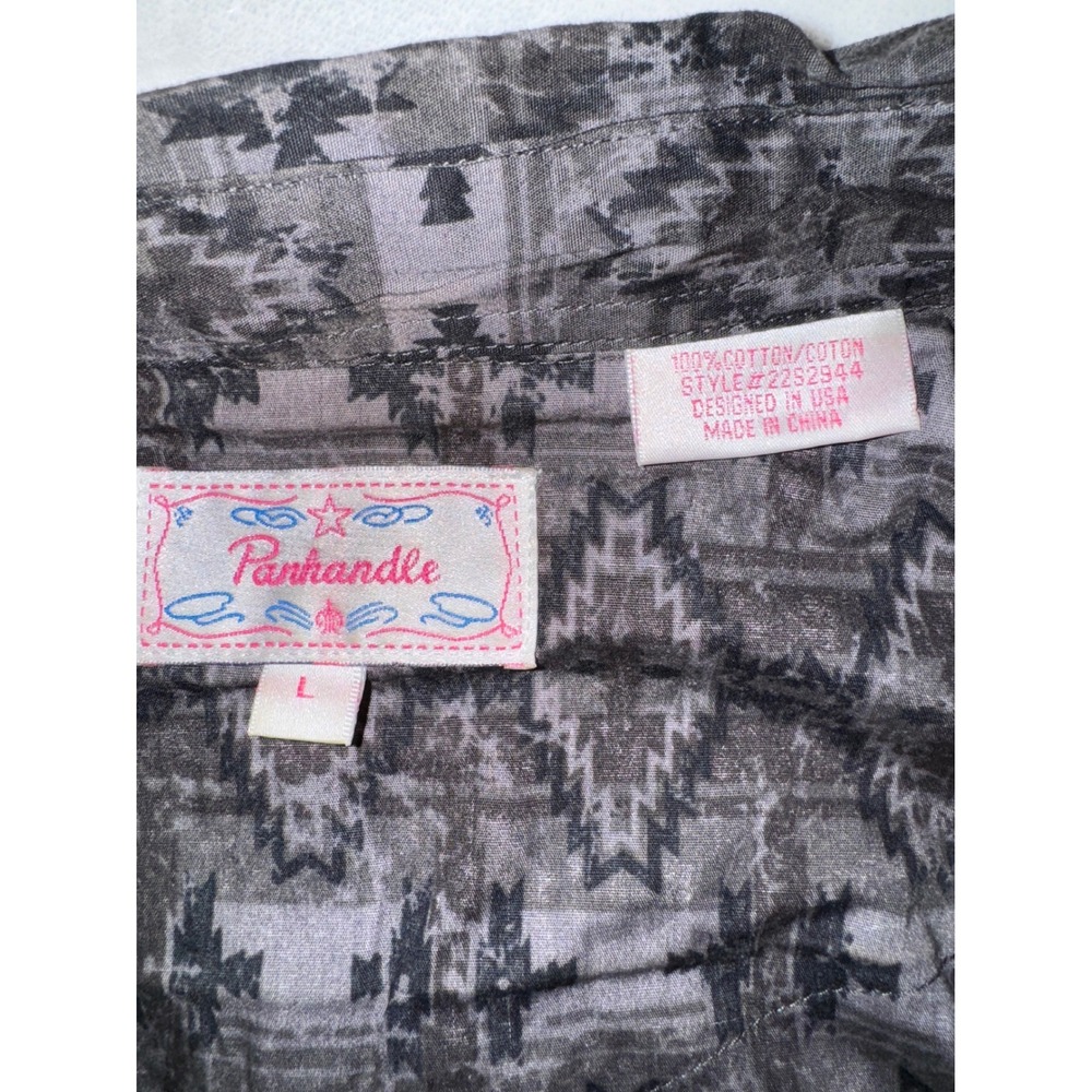 Panhandle Women's Southwest Geometric Print Long Sleeve Snap Front Shirt Size L - Picture 4 of 6